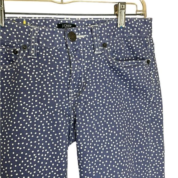 J Crew Women's Size 27 Light Blue Blue Polka Sot Toothpick Jeans Low Rise - Picture 2 of 11